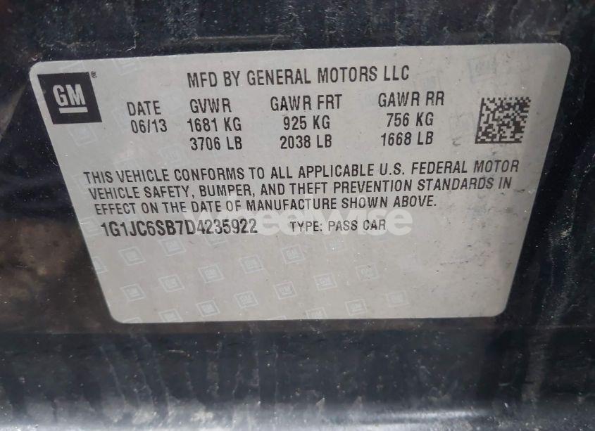 Photo 9 of 2013 Chevrolet Sonic LT AUTO (VIN 1G1JC6SB7D4235922)