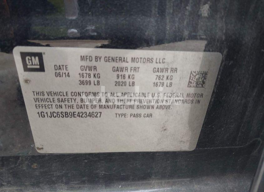 Photo 9 of 2014 Chevrolet Sonic LT AUTO (VIN 1G1JC6SB9E4234627)