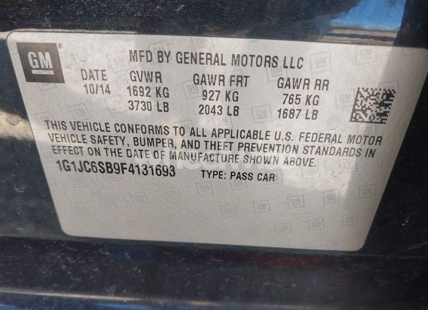 Photo 9 of 2015 Chevrolet Sonic LT AUTO (VIN 1G1JC6SB9F4131693)