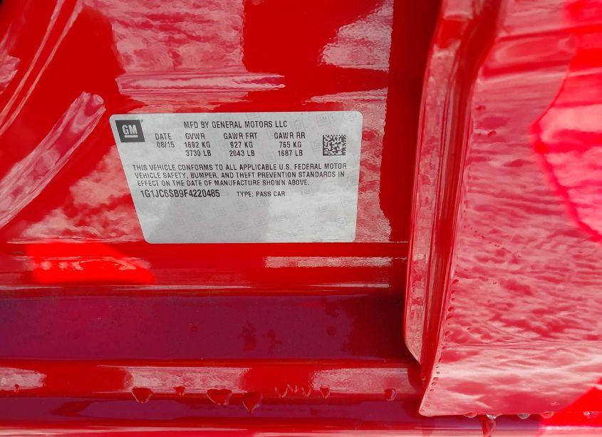 Photo 9 of 2015 Chevrolet Sonic LT AUTO (VIN 1G1JC6SB9F4220485)