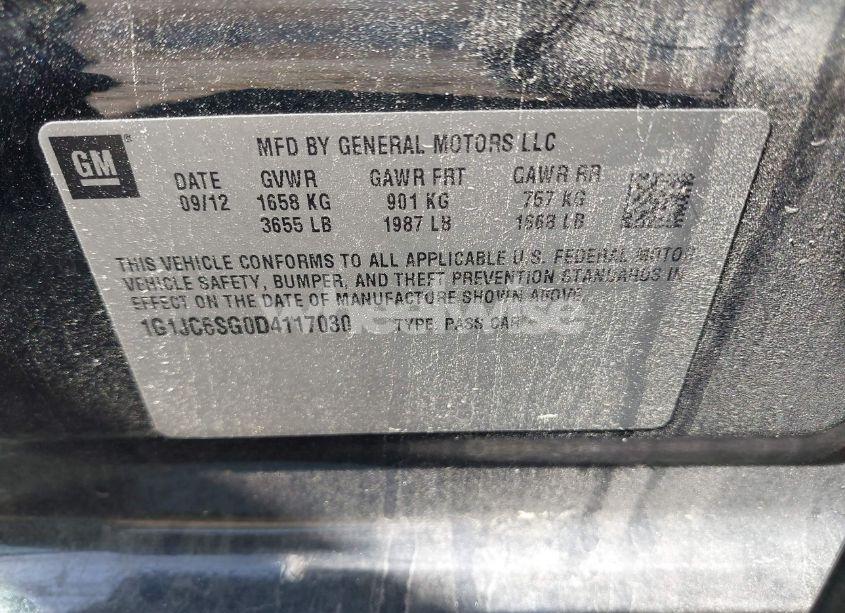 Photo 9 of 2013 Chevrolet Sonic LT AUTO (VIN 1G1JC6SG0D4117030)