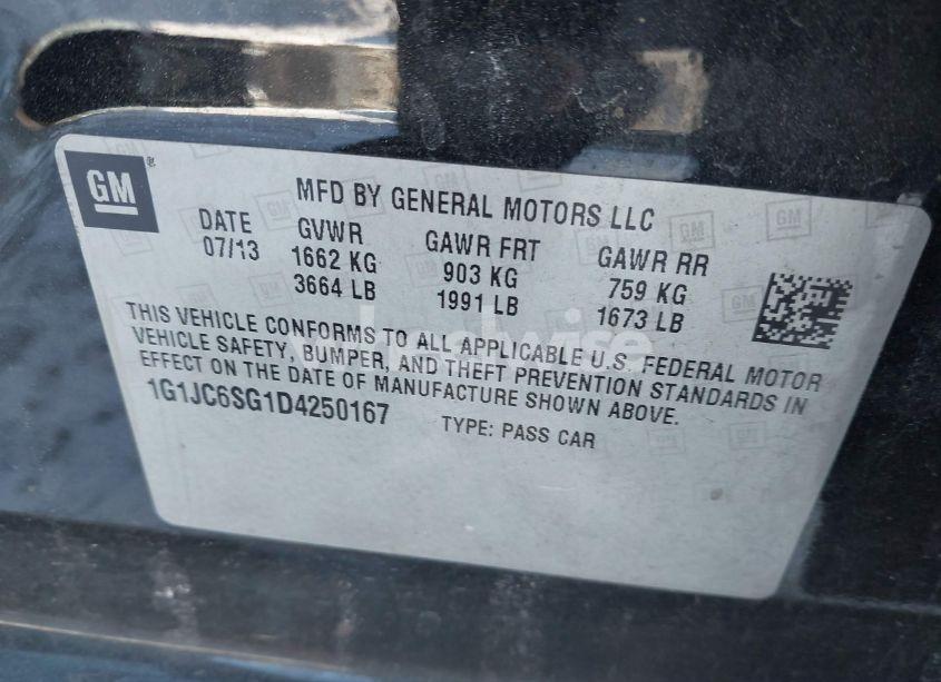 Photo 9 of 2013 Chevrolet Sonic LT AUTO (VIN 1G1JC6SG1D4250167)