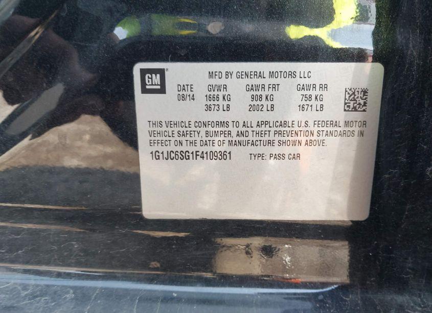 Photo 9 of 2015 Chevrolet Sonic LT AUTO (VIN 1G1JC6SG1F4109361)