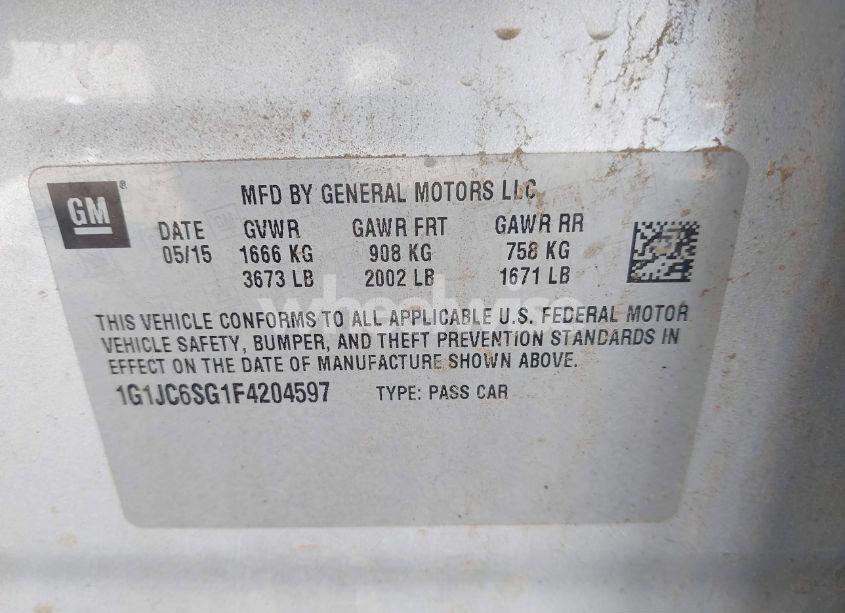 Photo 9 of 2015 Chevrolet Sonic LT AUTO (VIN 1G1JC6SG1F4204597)