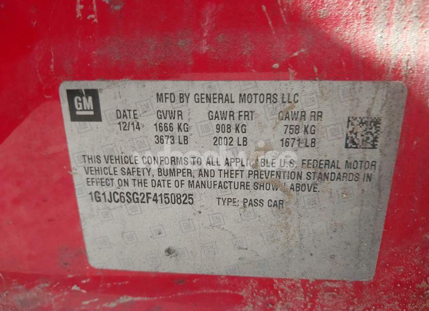 Photo 9 of 2015 Chevrolet Sonic LT AUTO (VIN 1G1JC6SG2F4150825)