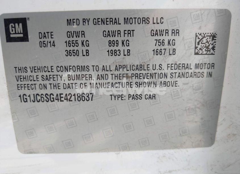 Photo 9 of 2014 Chevrolet Sonic LT AUTO (VIN 1G1JC6SG4E4218637)