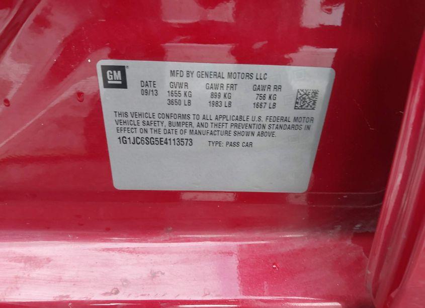 Photo 9 of 2014 Chevrolet Sonic LT AUTO (VIN 1G1JC6SG5E4113573)