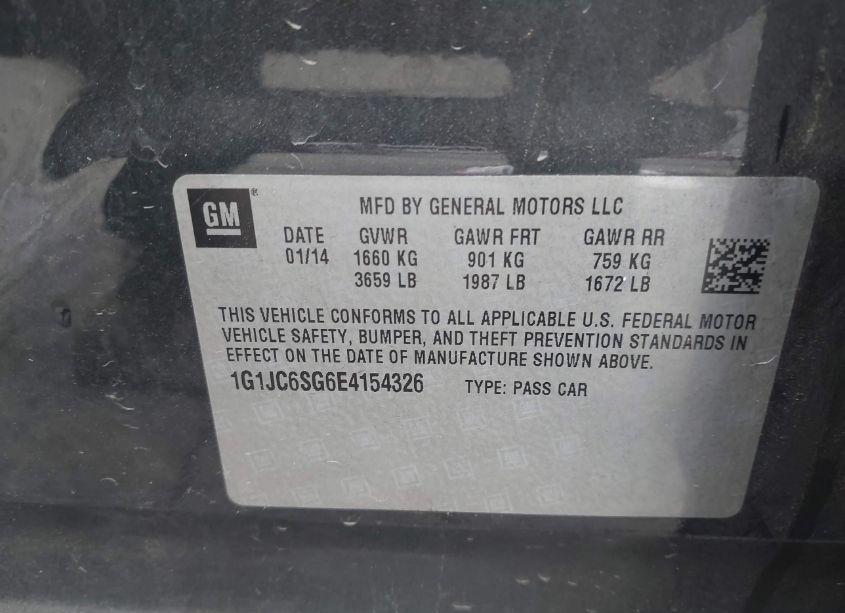 Photo 9 of 2014 Chevrolet Sonic LT AUTO (VIN 1G1JC6SG6E4154326)