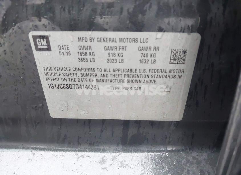 Photo 9 of 2016 Chevrolet Sonic LT AUTO (VIN 1G1JC6SG7G4144391)