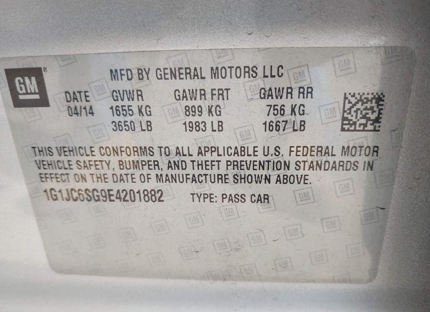 Photo 9 of 2014 Chevrolet Sonic LT AUTO (VIN 1G1JC6SG9E4201882)