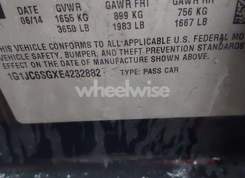 Photo 9 of 2014 Chevrolet Sonic LT AUTO (VIN 1G1JC6SGXE4232882)