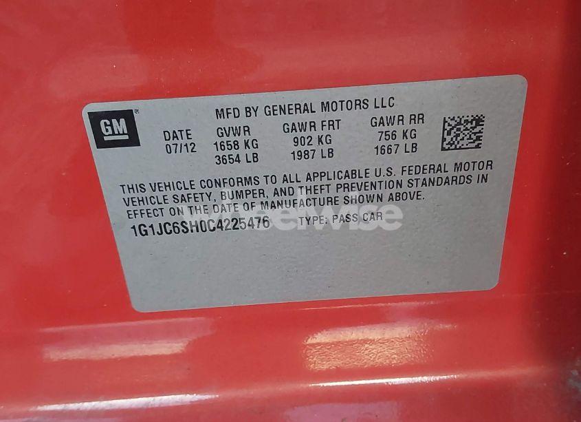 Photo 9 of 2012 Chevrolet Sonic 2LT (VIN 1G1JC6SH0C4225476)