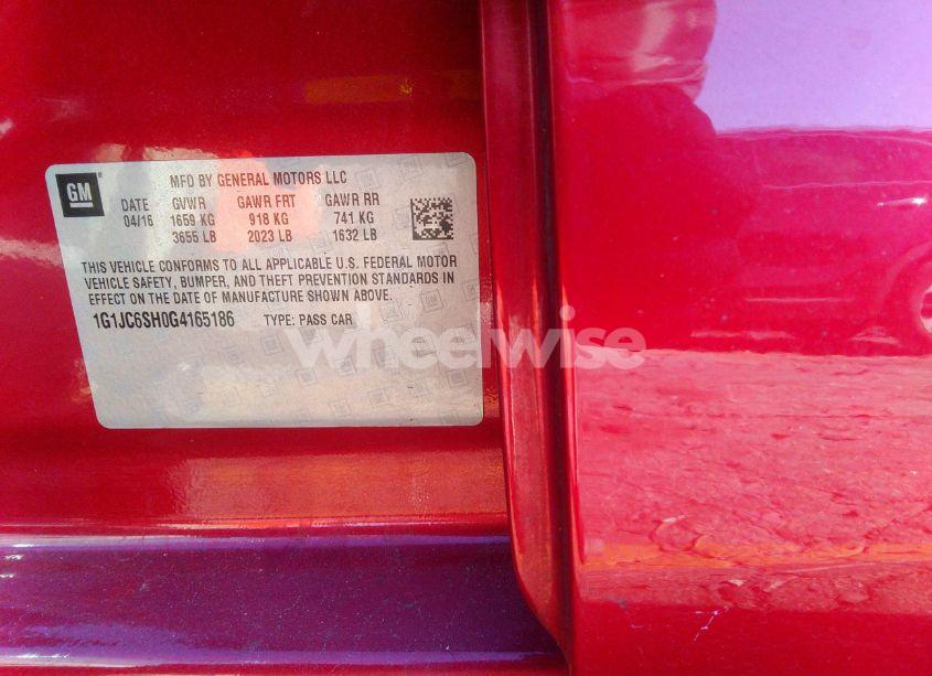 Photo 9 of 2016 Chevrolet Sonic LT AUTO (VIN 1G1JC6SH0G4165186)