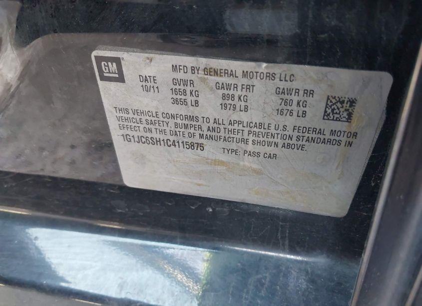 Photo 9 of 2012 Chevrolet Sonic 2LT (VIN 1G1JC6SH1C4115875)