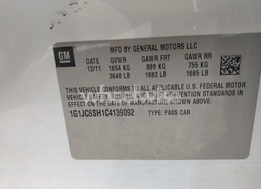 Photo 9 of 2012 Chevrolet Sonic 2LT (VIN 1G1JC6SH1C4139092)