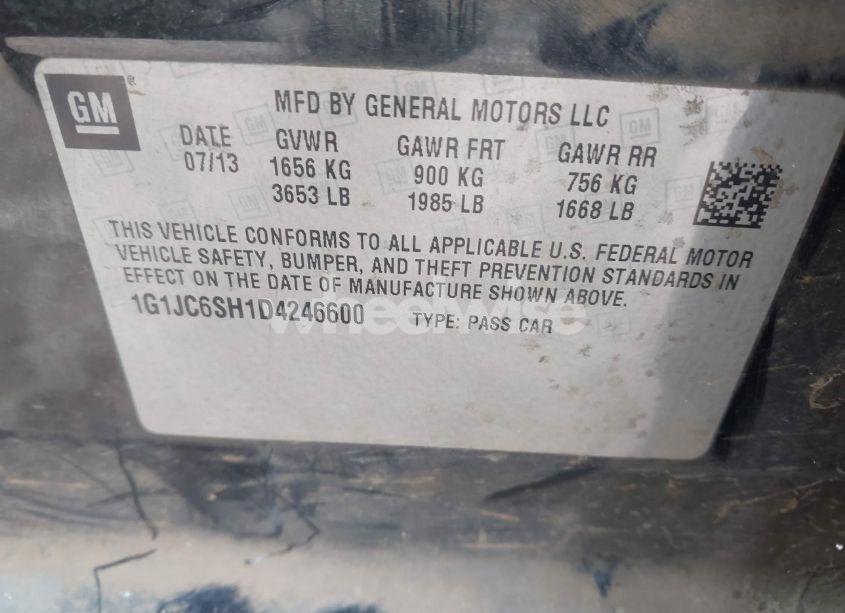 Photo 9 of 2013 Chevrolet Sonic LT AUTO (VIN 1G1JC6SH1D4246600)