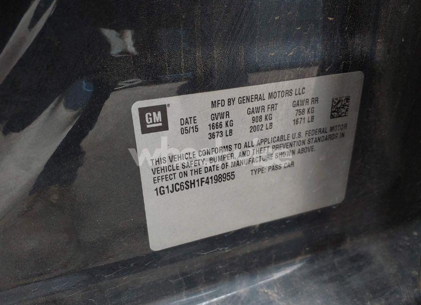 Photo 9 of 2015 Chevrolet Sonic LT AUTO (VIN 1G1JC6SH1F4198955)