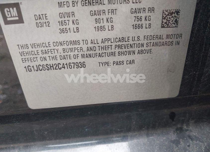 Photo 9 of 2012 Chevrolet Sonic 2LT (VIN 1G1JC6SH2C4167936)