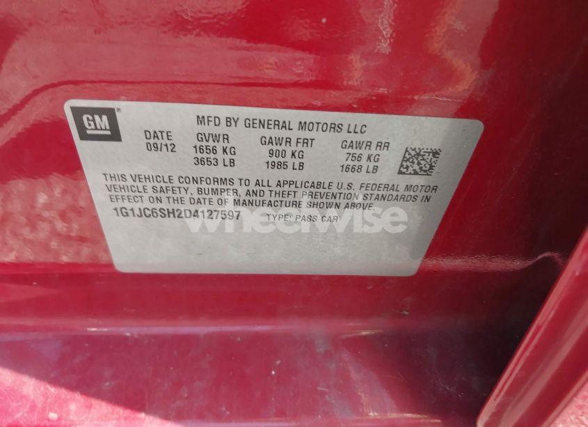 Photo 9 of 2013 Chevrolet Sonic LT AUTO (VIN 1G1JC6SH2D4127597)