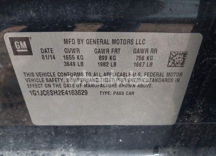 Photo 9 of 2014 Chevrolet Sonic LT AUTO (VIN 1G1JC6SH2E4163629)