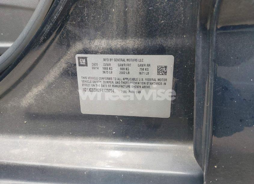 Photo 9 of 2015 Chevrolet Sonic LT AUTO (VIN 1G1JC6SH2F4123794)