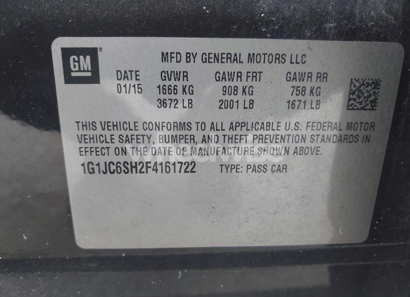 Photo 9 of 2015 Chevrolet Sonic LT AUTO (VIN 1G1JC6SH2F4161722)