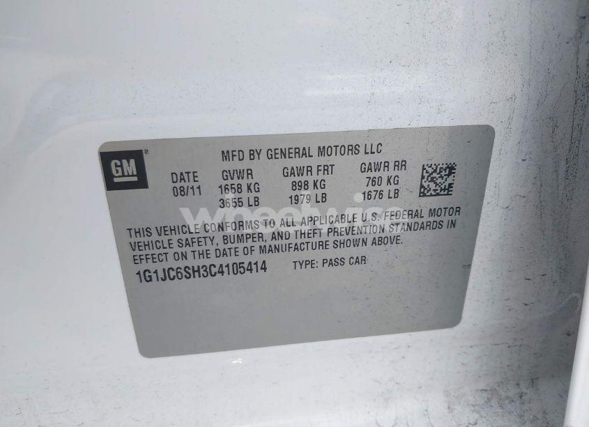 Photo 9 of 2012 Chevrolet Sonic 2LT (VIN 1G1JC6SH3C4105414)