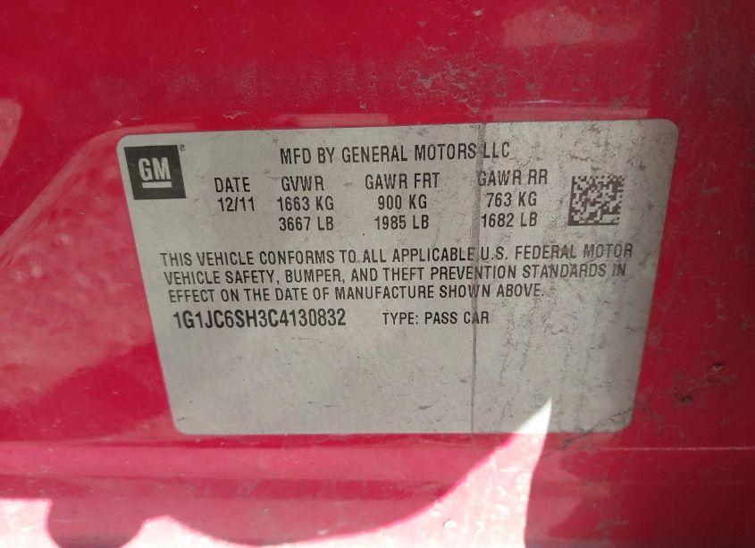 Photo 9 of 2012 Chevrolet Sonic 2LT (VIN 1G1JC6SH3C4130832)