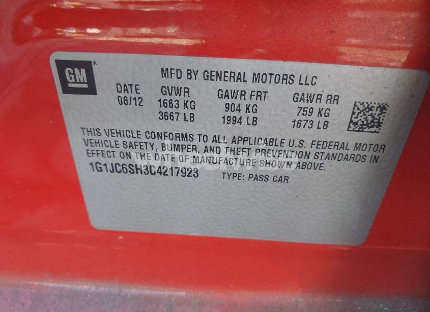 Photo 9 of 2012 Chevrolet Sonic 2LT (VIN 1G1JC6SH3C4217923)