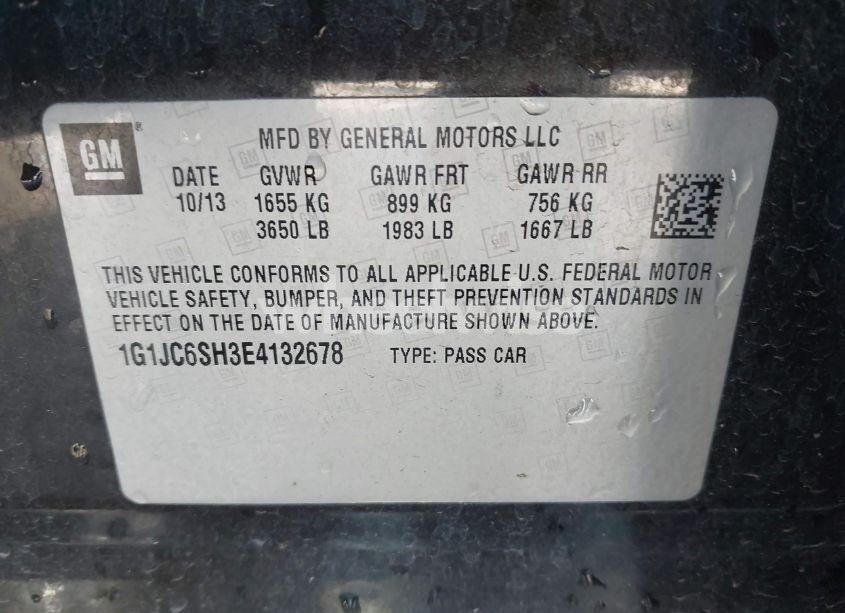 Photo 9 of 2014 Chevrolet Sonic LT AUTO (VIN 1G1JC6SH3E4132678)