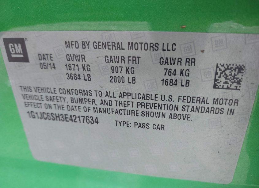 Photo 9 of 2014 Chevrolet Sonic LT AUTO (VIN 1G1JC6SH3E4217634)