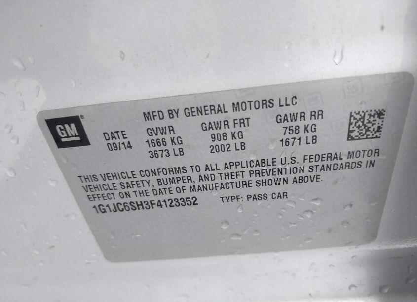 Photo 9 of 2015 Chevrolet Sonic LT AUTO (VIN 1G1JC6SH3F4123352)