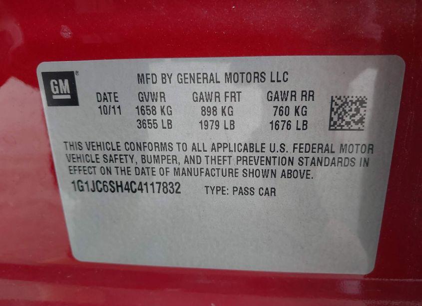 Photo 9 of 2012 Chevrolet Sonic 2LT (VIN 1G1JC6SH4C4117832)