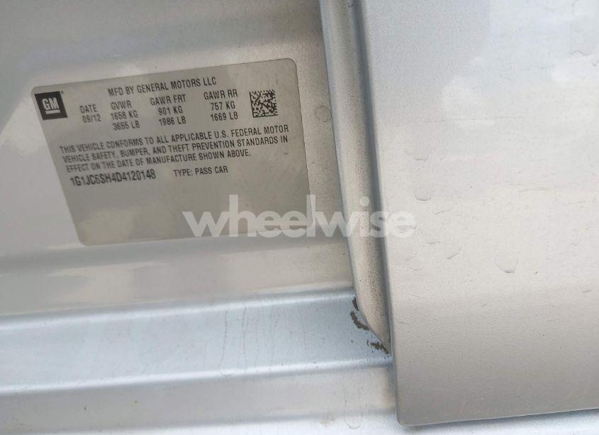 Photo 9 of 2013 Chevrolet Sonic LT AUTO (VIN 1G1JC6SH4D4120148)