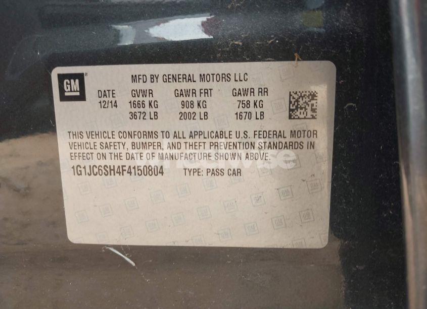 Photo 9 of 2015 Chevrolet Sonic LT AUTO (VIN 1G1JC6SH4F4150804)