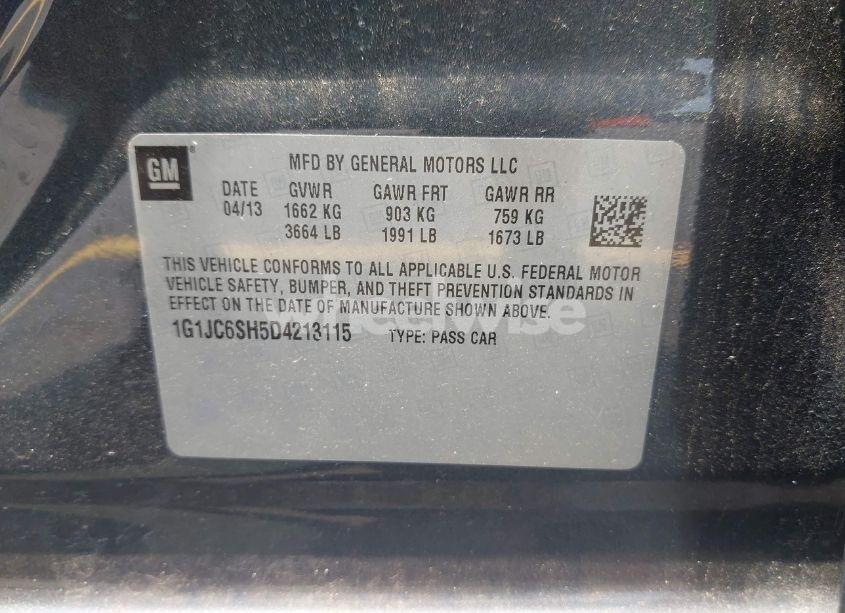 Photo 9 of 2013 Chevrolet Sonic LT AUTO (VIN 1G1JC6SH5D4213115)