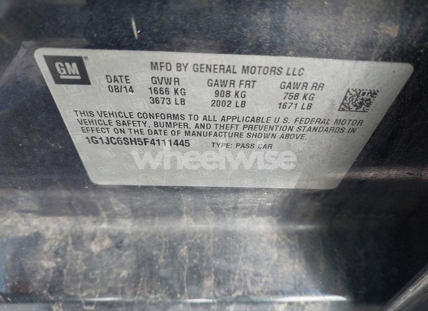 Photo 9 of 2015 Chevrolet Sonic LT AUTO (VIN 1G1JC6SH5F4111445)