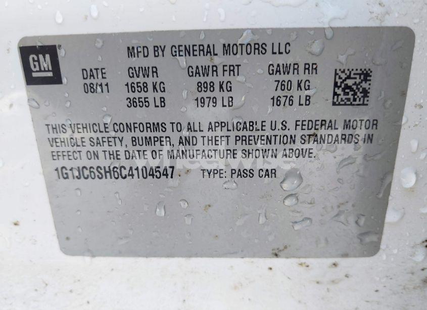 Photo 9 of 2012 Chevrolet Sonic 2LT (VIN 1G1JC6SH6C4104547)