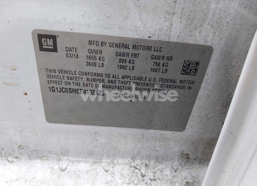 Photo 9 of 2014 Chevrolet Sonic LT AUTO (VIN 1G1JC6SH6E4192423)