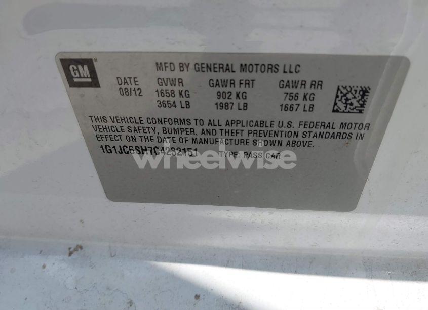 Photo 9 of 2012 Chevrolet Sonic 2LT (VIN 1G1JC6SH7C4232151)