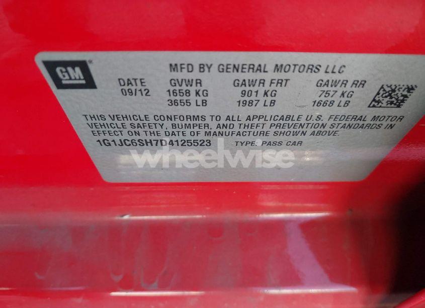 Photo 9 of 2013 Chevrolet Sonic LT AUTO (VIN 1G1JC6SH7D4125523)