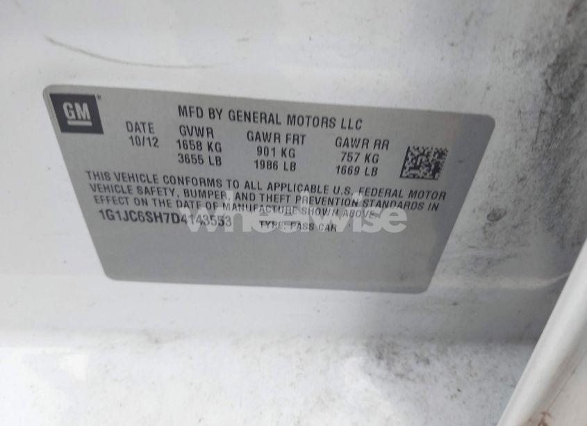 Photo 9 of 2013 Chevrolet Sonic LT AUTO (VIN 1G1JC6SH7D4143553)