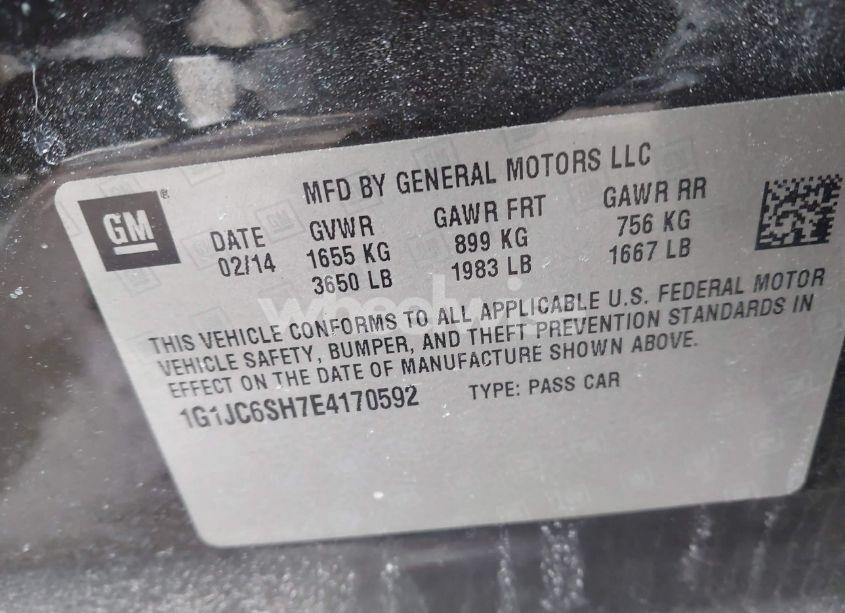 Photo 9 of 2014 Chevrolet Sonic LT AUTO (VIN 1G1JC6SH7E4170592)