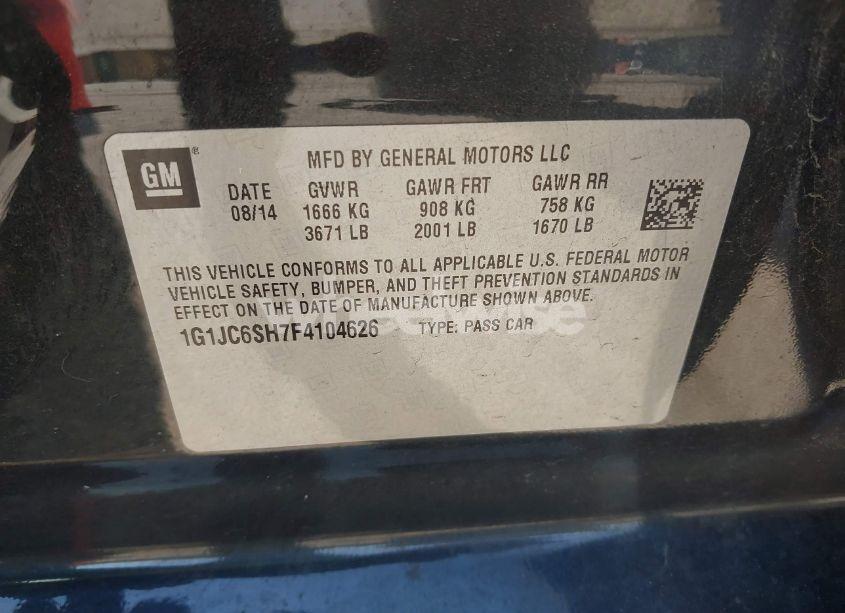 Photo 9 of 2015 Chevrolet Sonic LT AUTO (VIN 1G1JC6SH7F4104626)