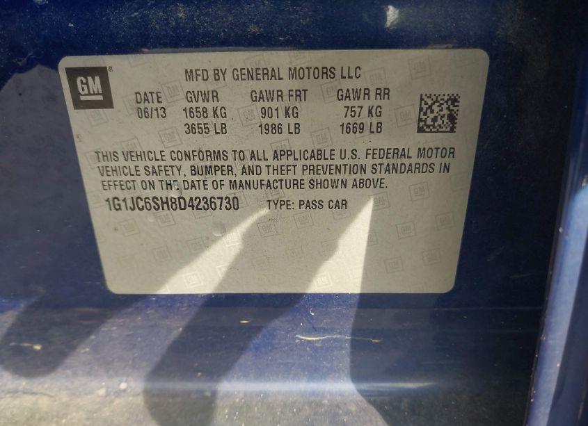 Photo 9 of 2013 Chevrolet Sonic LT AUTO (VIN 1G1JC6SH8D4236730)