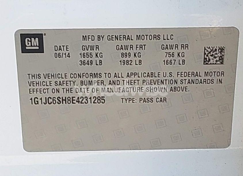 Photo 9 of 2014 Chevrolet Sonic LT AUTO (VIN 1G1JC6SH8E4231285)