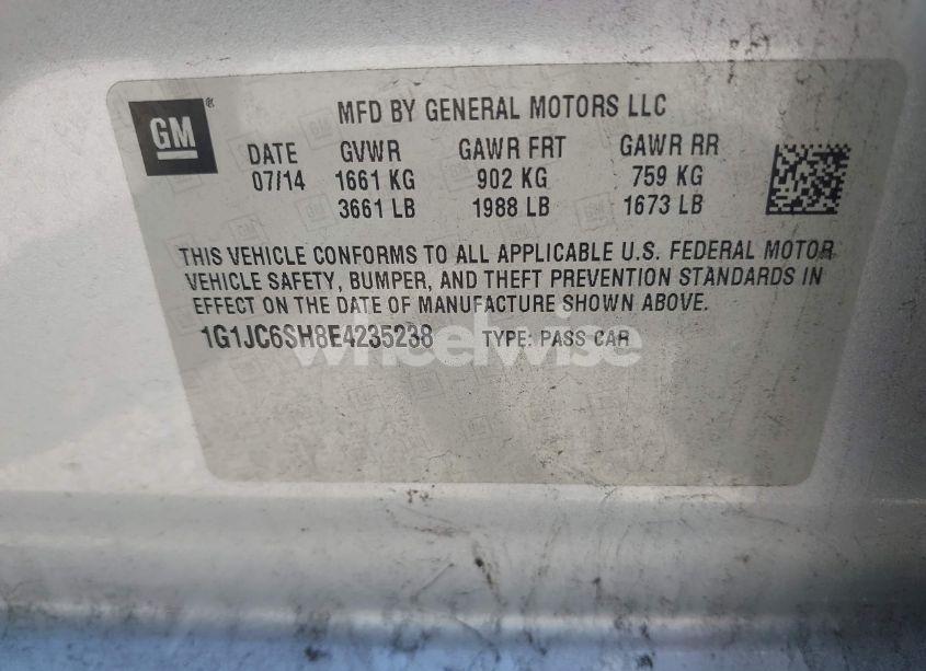 Photo 9 of 2014 Chevrolet Sonic LT AUTO (VIN 1G1JC6SH8E4235238)