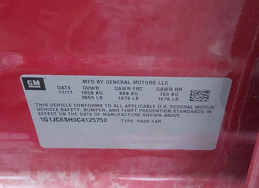 Photo 9 of 2012 Chevrolet Sonic 2LT (VIN 1G1JC6SH9C4125750)