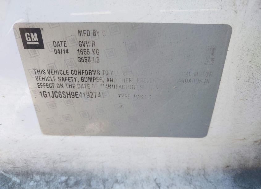 Photo 9 of 2014 Chevrolet Sonic LT AUTO (VIN 1G1JC6SH9E4192741)