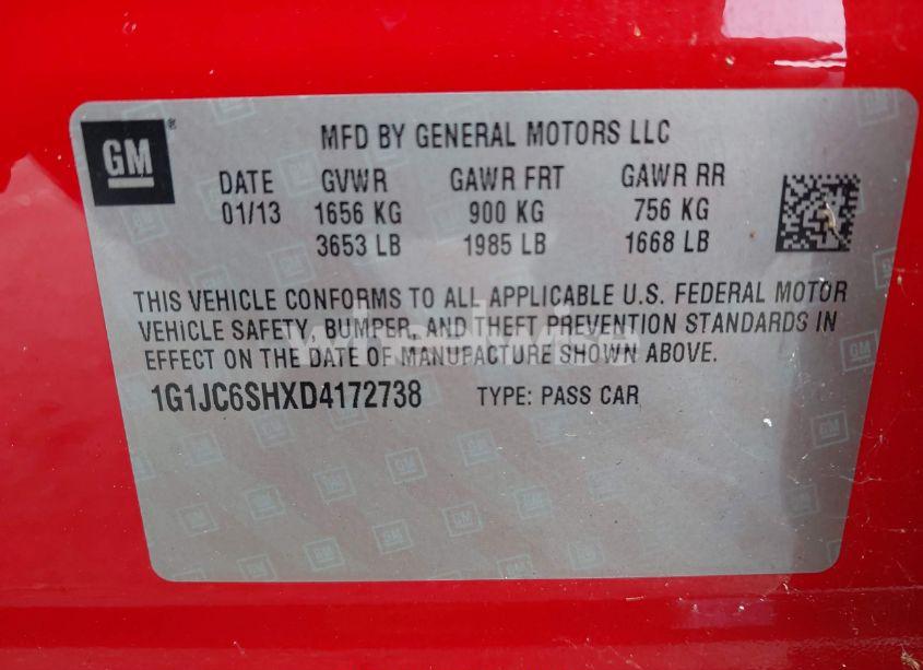 Photo 9 of 2013 Chevrolet Sonic LT AUTO (VIN 1G1JC6SHXD4172738)